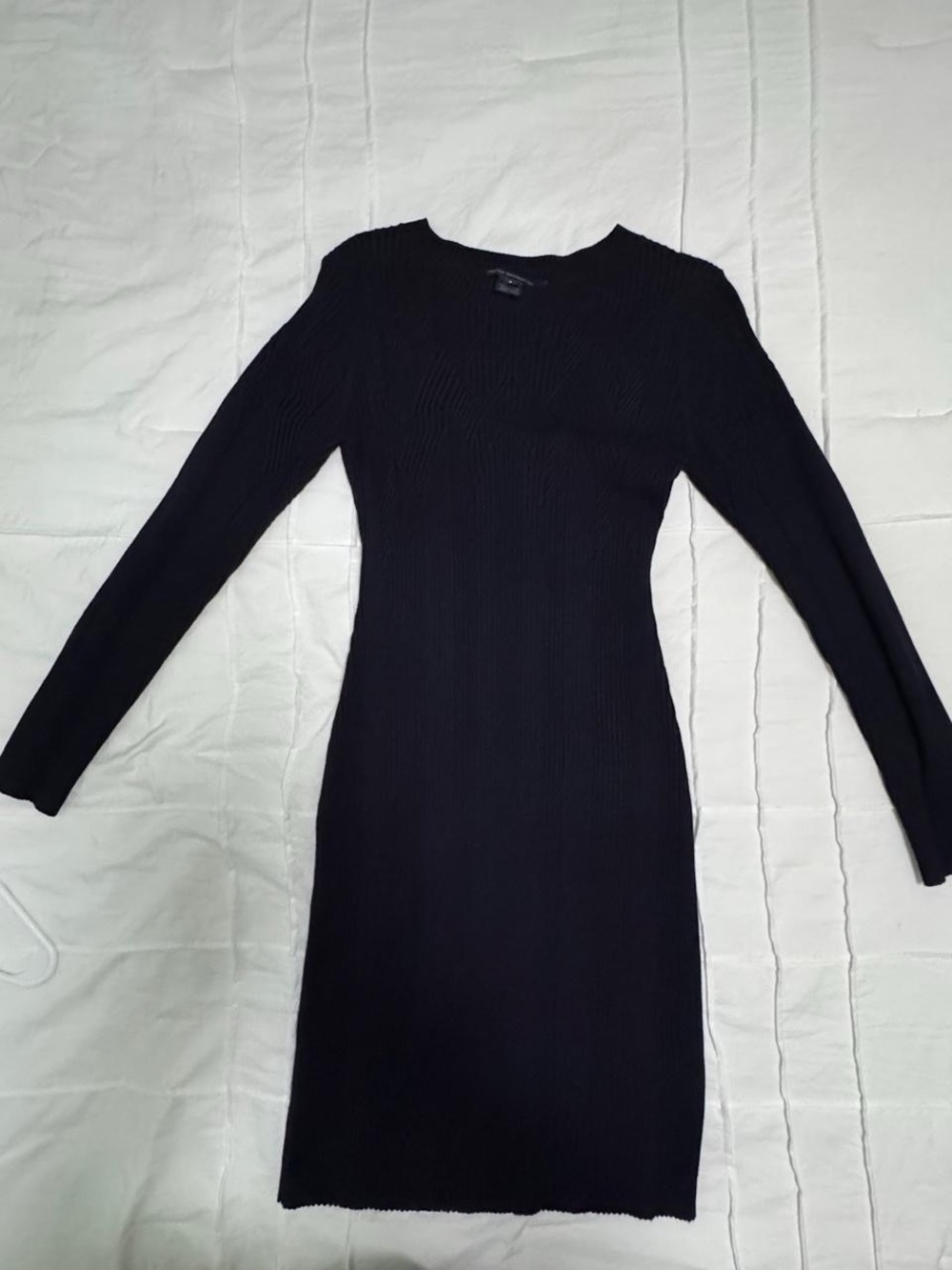 French Connection Black Ribbed Long Sleeve Knit Dress